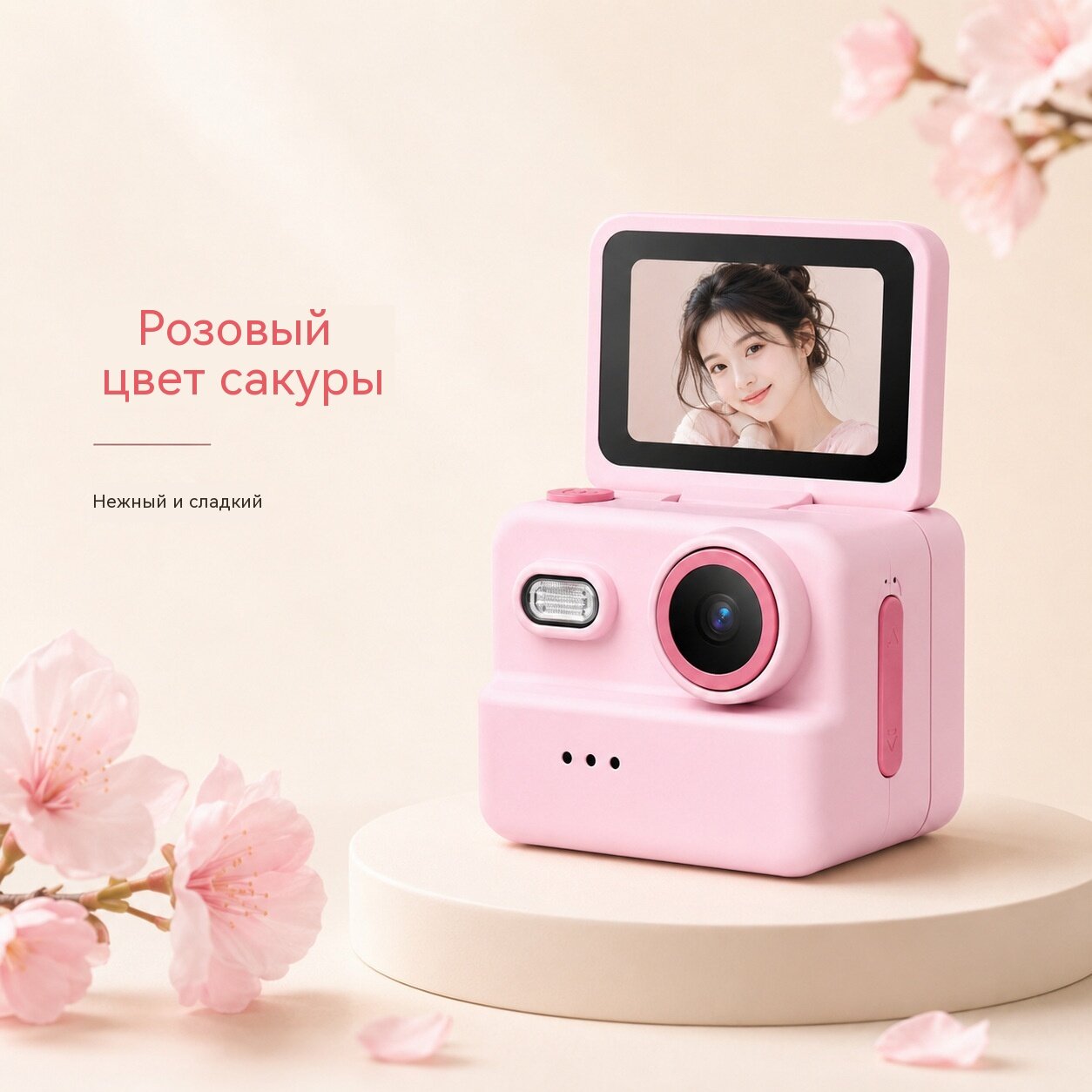 Мини-камера с поворотным экраном 1.47 дюйма, корпус розового цвета, портативное устройство для фото и видео съемки с фильтром