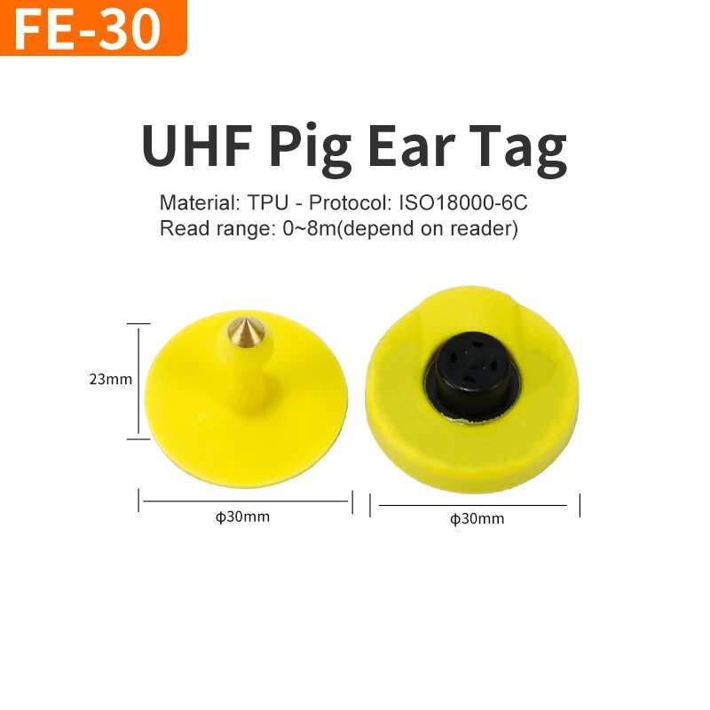 RFID UHF метка для свиней FE-30, 30 мм, 10 шт.