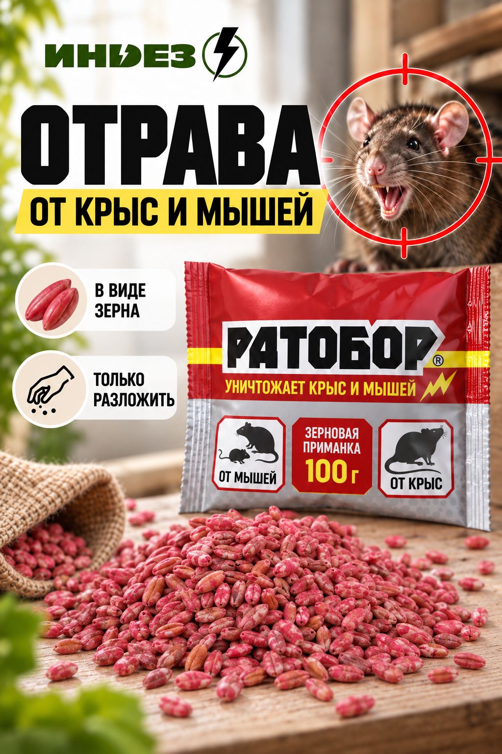 Ратобор зерновая приманка для мышей ВХ (100г)