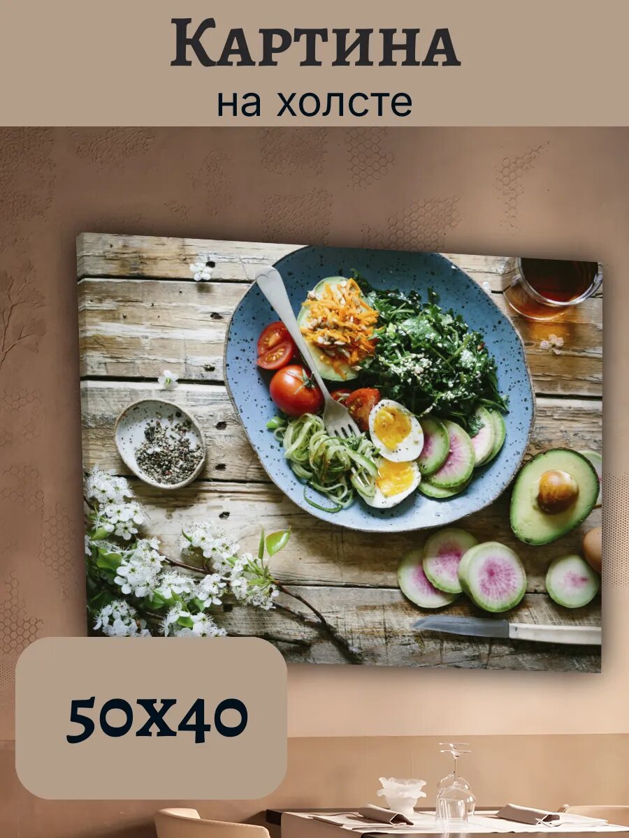 Картина Еда Food Кухня Эстетика 40x50 здоровый салат