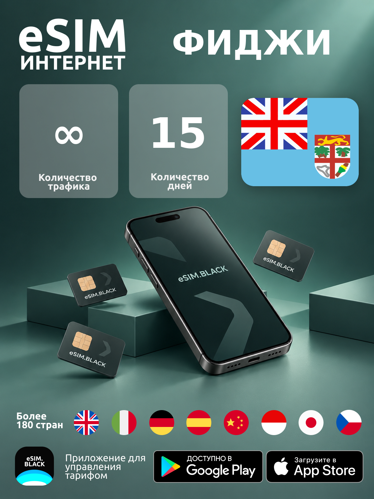 Фиджи/15 дней/Безлимит - eSIM для мобильного интернета ( iPhone | Android ).