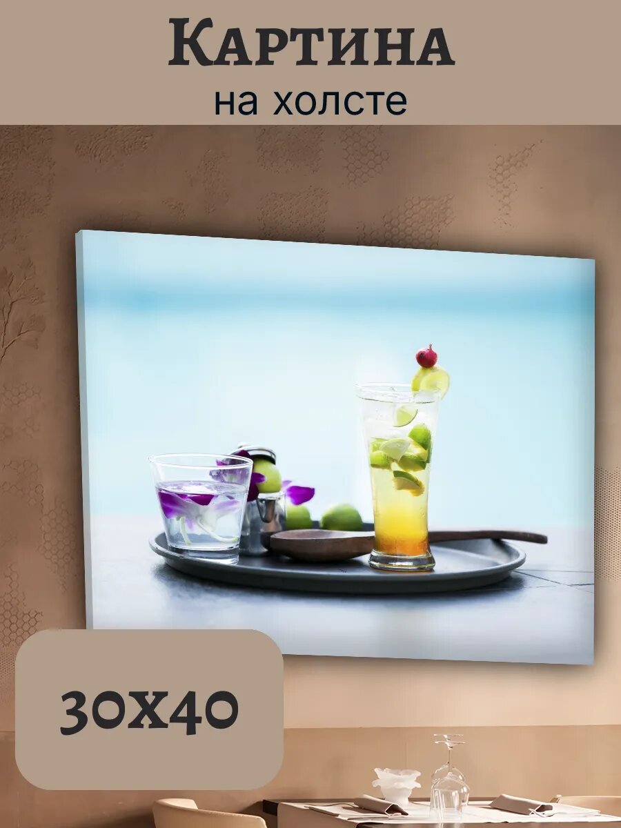 Картина Еда Food Кухня Эстетика 30x40 коктейль лайм