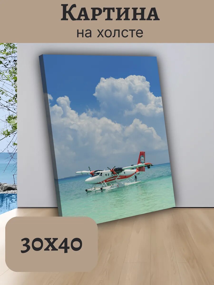 Картина Постер Мальдивы Maldives 30x40 гидросамолет