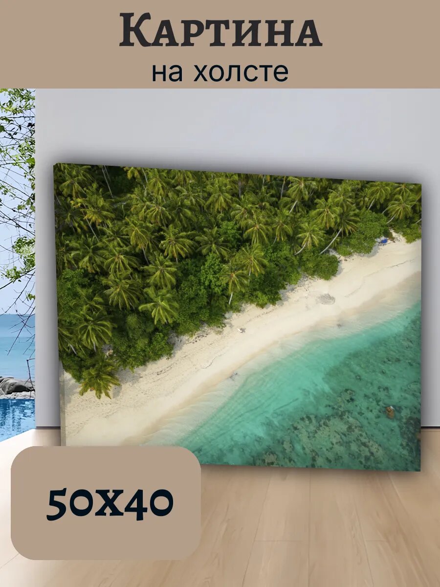 Картина Постер Мальдивы 40x50 аэрофотосъемка тропического