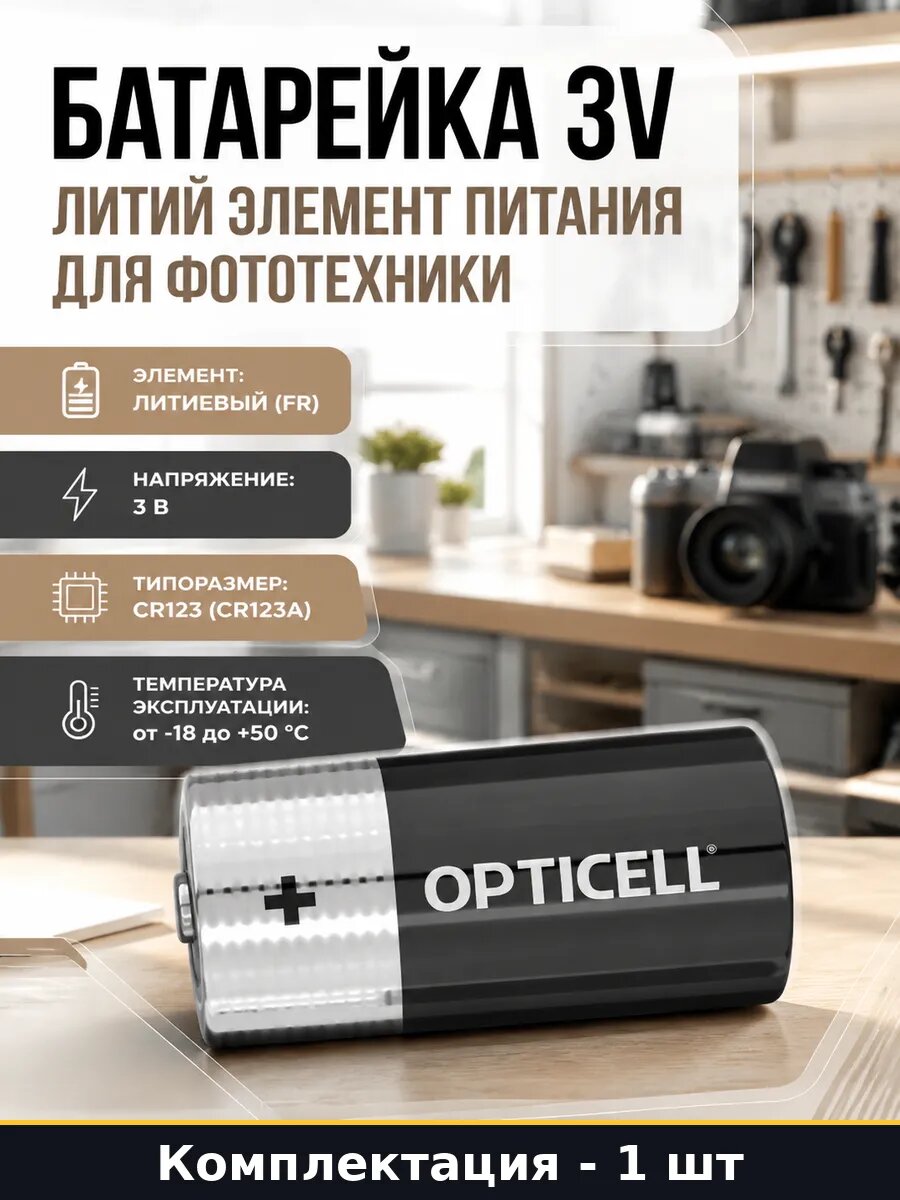 Батарейка 3v литий элемент питания для фототехники 1 шт