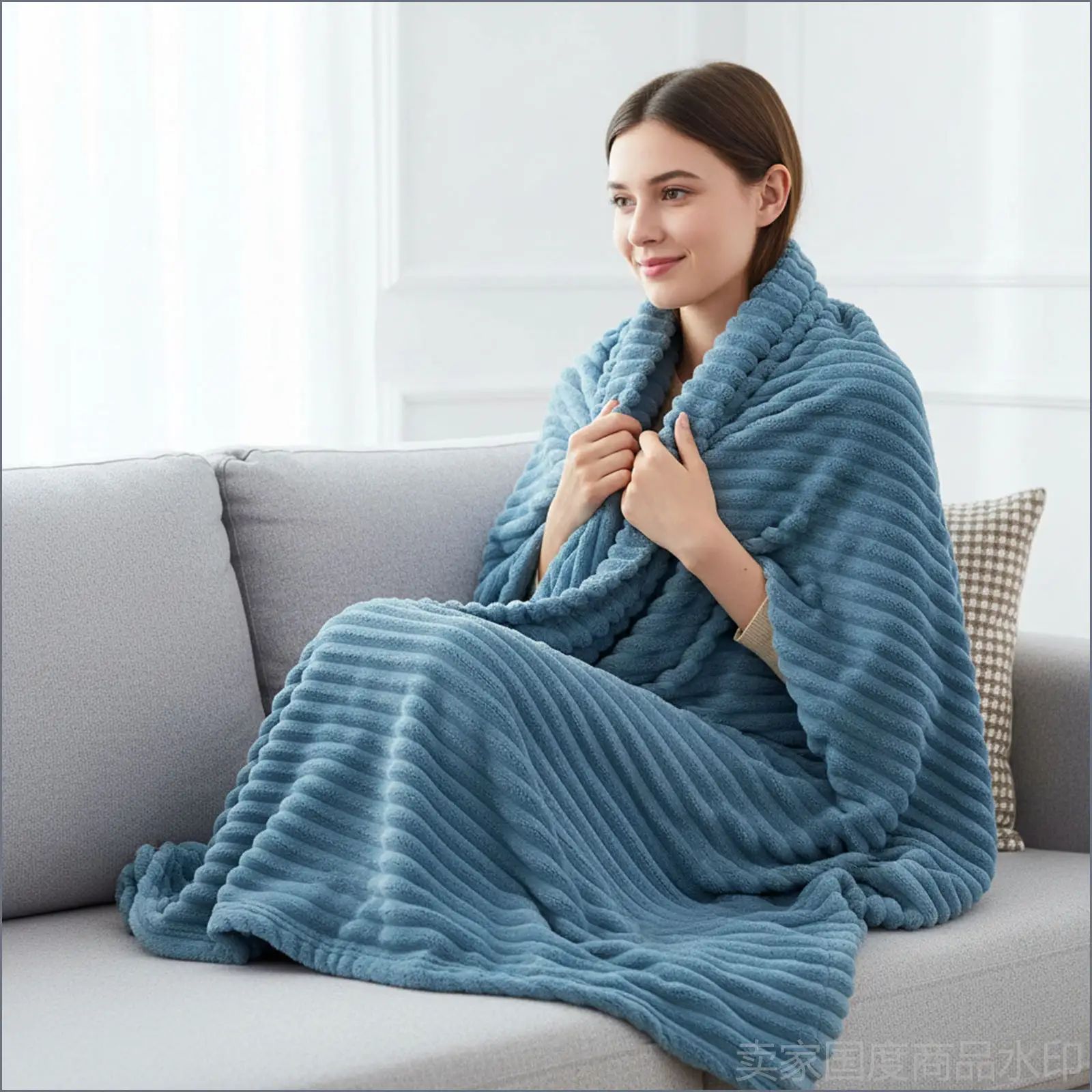 Milochic Плед 150.00x200.00 см ватин фактурный 3d-эффект синий