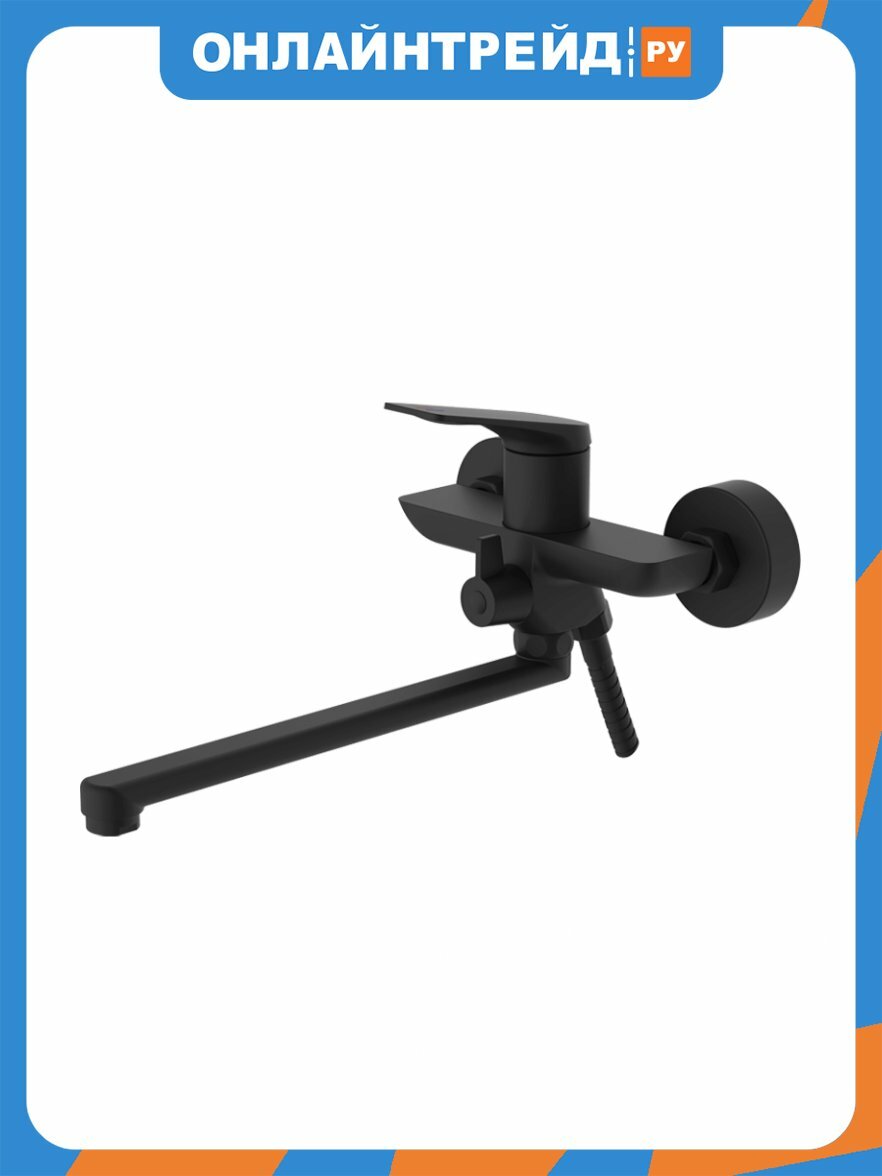 Смеситель для ванны и душа Osgard SOLEN BLACK 58223, керамический дивертор, в комплекте шланг и 3-х режимная лейка, черный