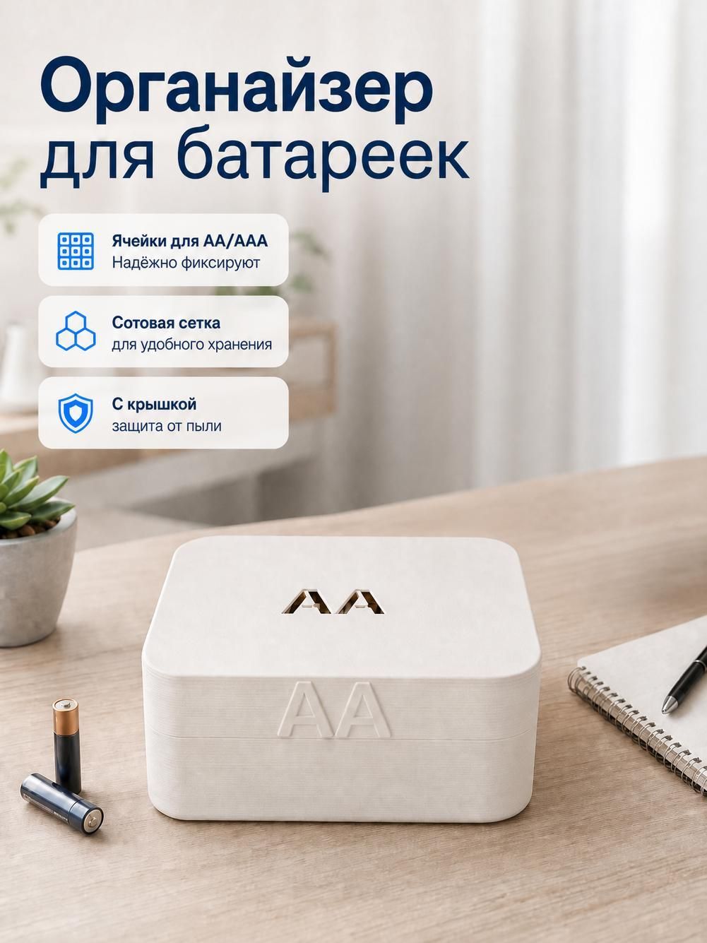 Органайзер для батареек 3D-печать, универсальный аккумуляторный бокс для AAA