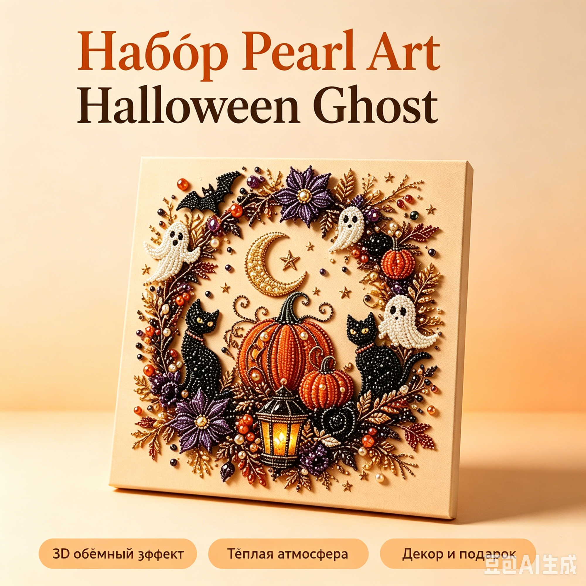 **Набор Pearl Art "Halloween Ghost", картина из жемчуга 3D, декор для интерьера**