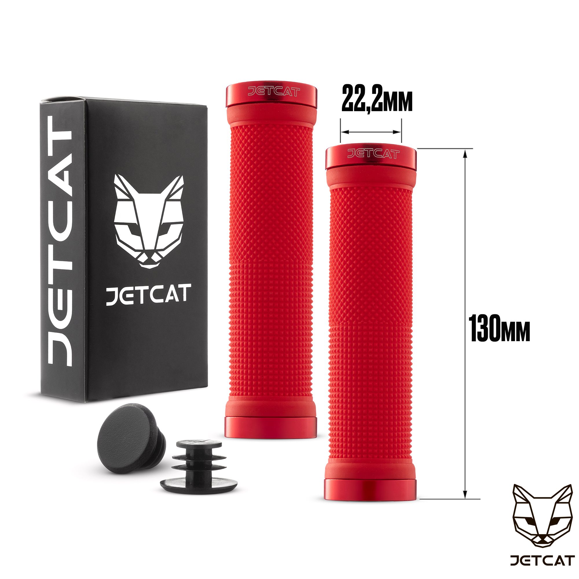 Грипсы для велосипеда JETCAT Pro, велосипедные ручки, аксессуары для самоката, электросамоката, беговела 2 штуки, 130мм/22.2мм красный