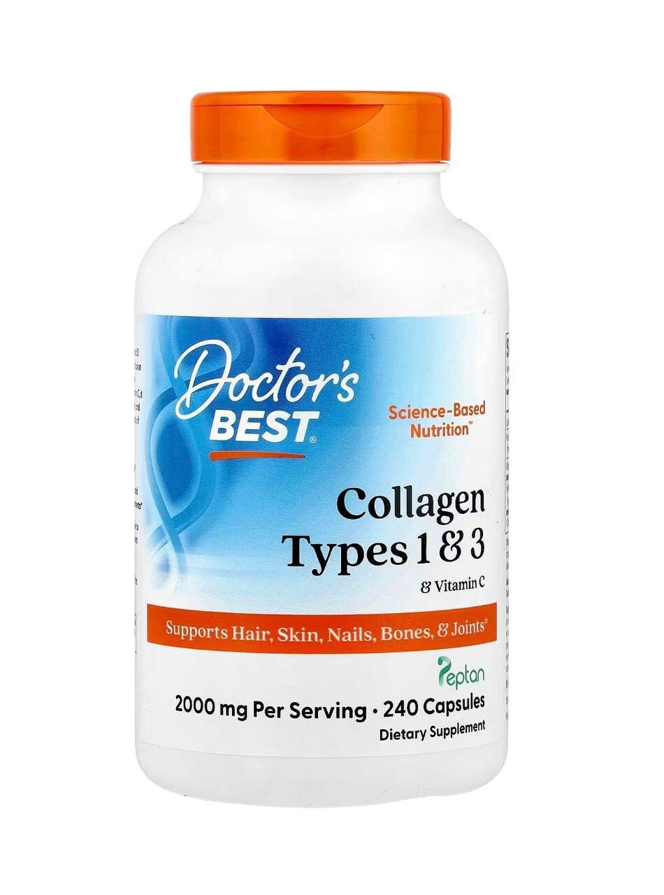 Doctor's Best Коллаген типов 1 и 3 с витамином C, 240 капсул
