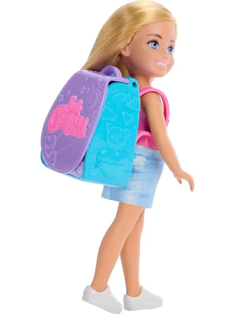 Игровой набор Barbie Chelsea кекс-рюкзак JBF46, Особенности куклы С аксессуарами, Можно причесывать, Шарнирная