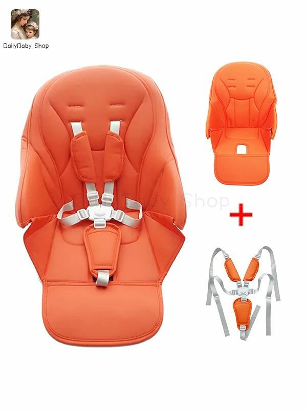 Подушка для сиденья для стульчика Peg Perego Siesta Zero 3, Aag Prima Pappa, детской коляски, из PU кожи с ремнями безопасности, плечевой и паховой подкладкой, оранжевый