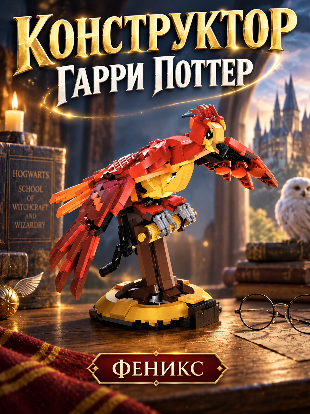 Конструктор Гарри Поттер Фоукс - феникс Дамблдора - 597 деталей/совместим с конструктор Lego/подарок ребенку