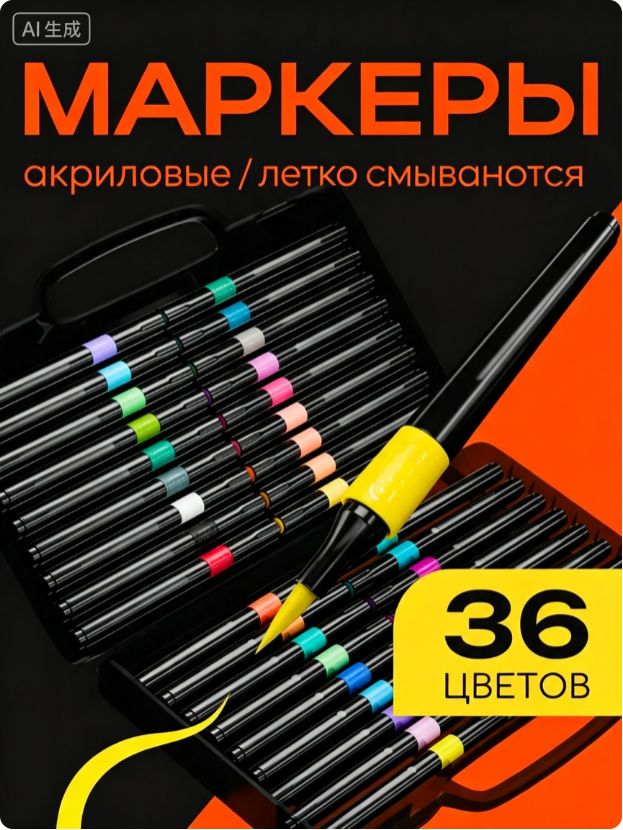 Набор маркеров Акриловый, толщина: 3 мм, 36 шт. для скетчинга, для граффити