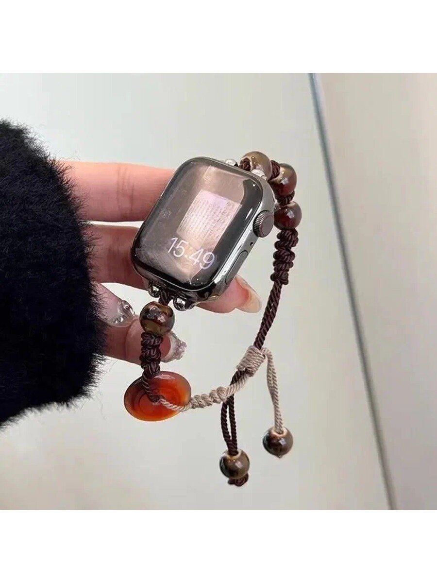 Подходит для ремешка для часов Apple 7, плетенные бусины, для девочек, applewatch56784 поколения SE Ping An Creative s9