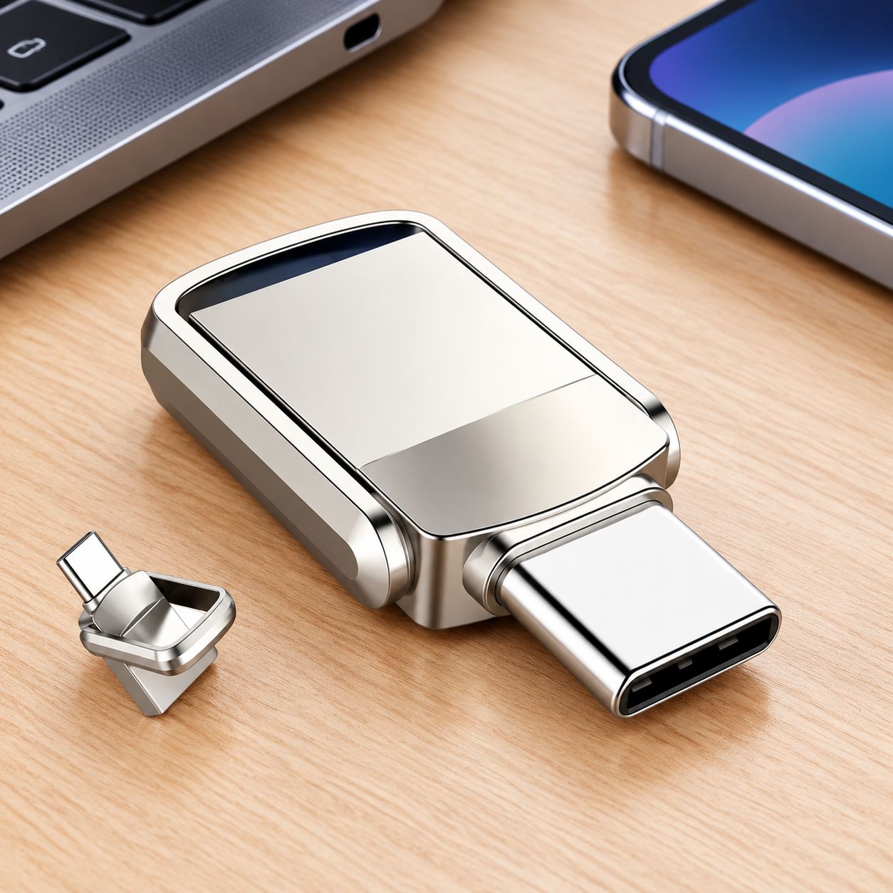 USB-накопитель Type-C 2ТБ, OTG (Цвет товара: серебристый)