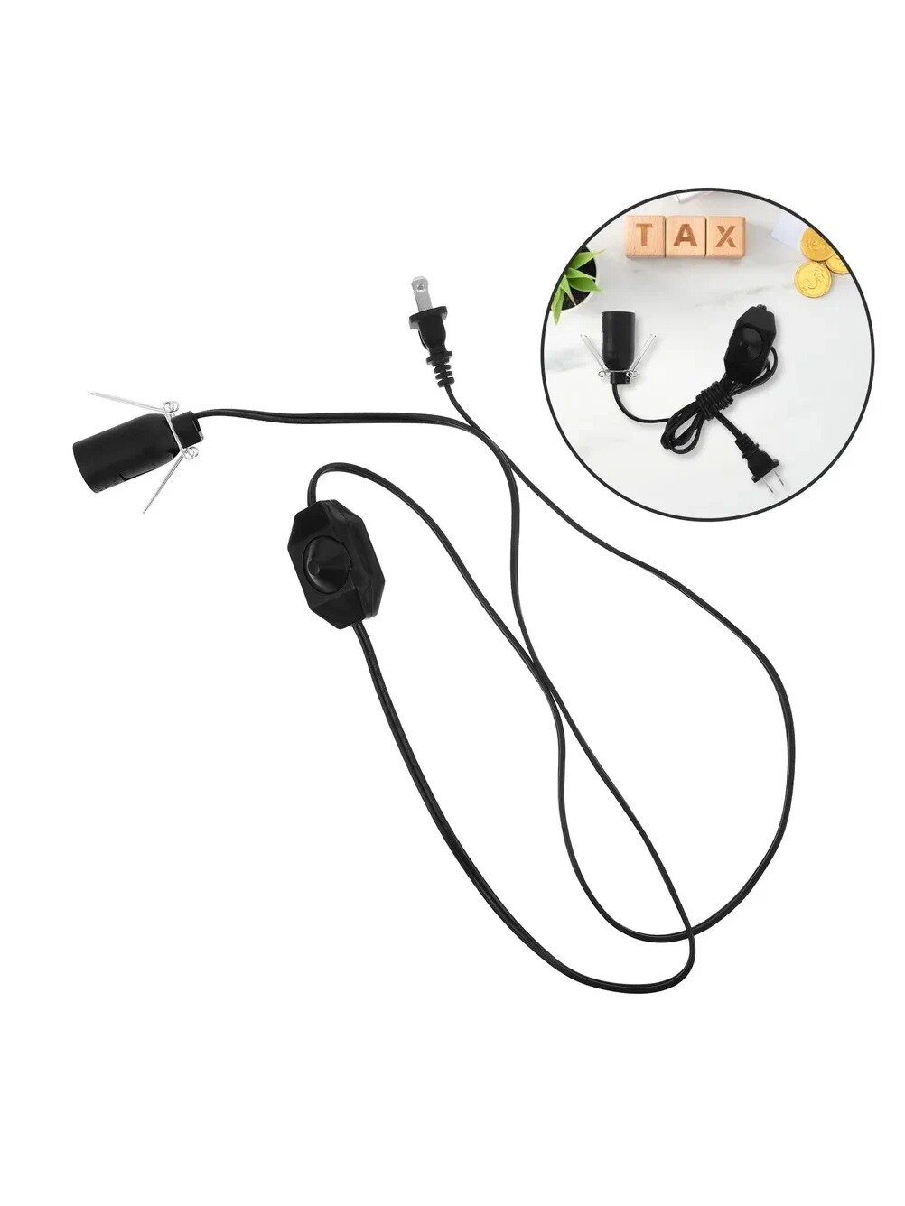 Провод замены лампы, с dimmer-переключателем, для соляной лампы, в чёрном цвете, 1 Штука