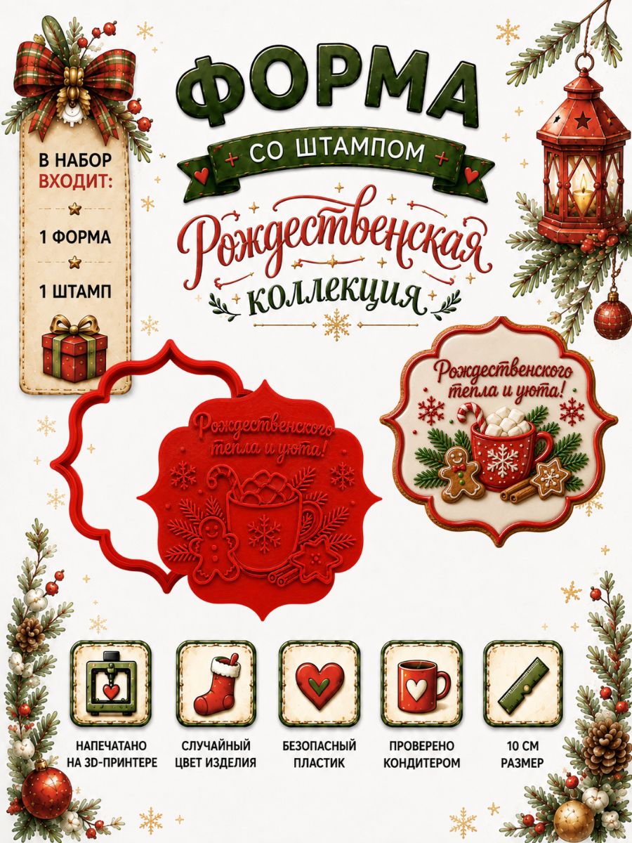 Формочка для выпечки печенья и пряников рождества