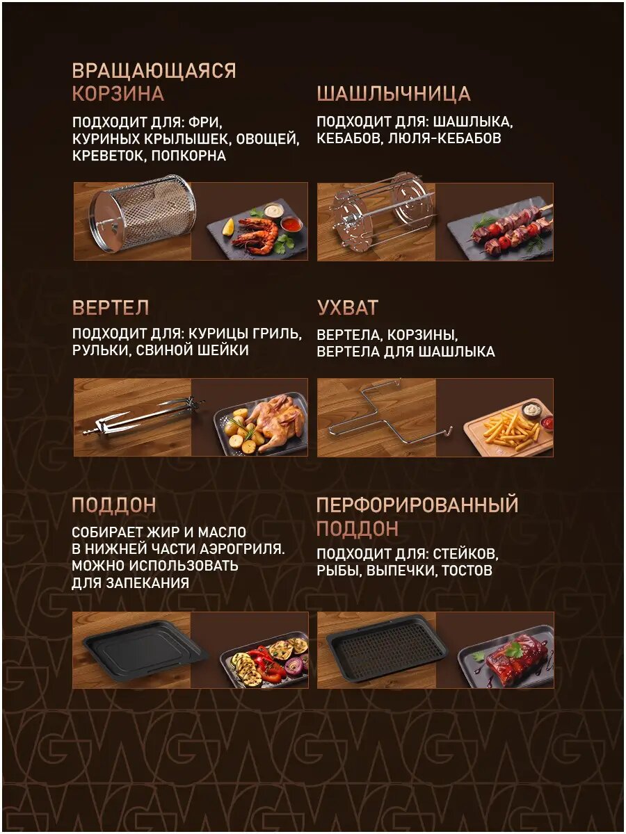 Weissgauff Аэрогриль WAF 520 DB Multi Fry, Мощность 2000 Вт, Объём 12 литров, 9 Автоматических программ, Циркуляция воздуха 360°, Ручной режим, Режим дегидратора, Сенсорное управление, Внутренняя подсветка, Таймер с автоотключением, Защита от перегрева , ч