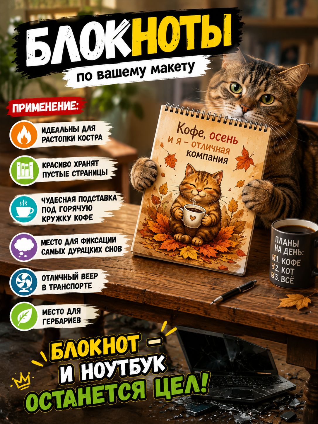 Блокнот А5 с вашим дизайном, 50 листов