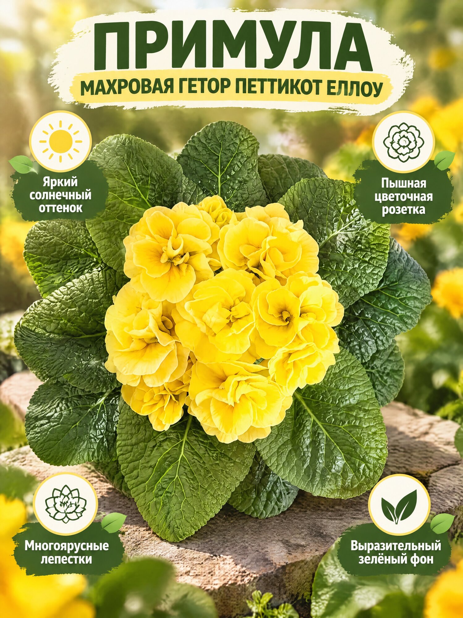 Примула махровая Гетор Петтикот Еллоу