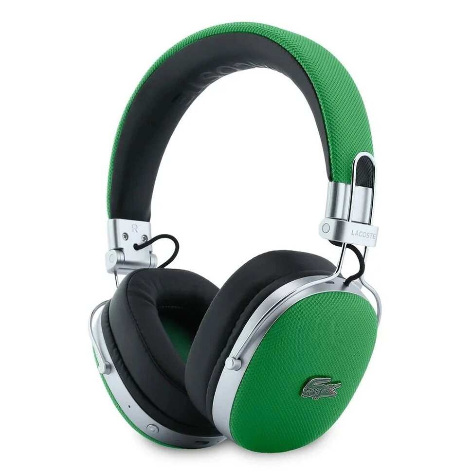 Lacoste наушники беспроводные накладные Bluetooth HP LH03 Lacquer logo, с функцией шумоподавления ENC, Estragon green