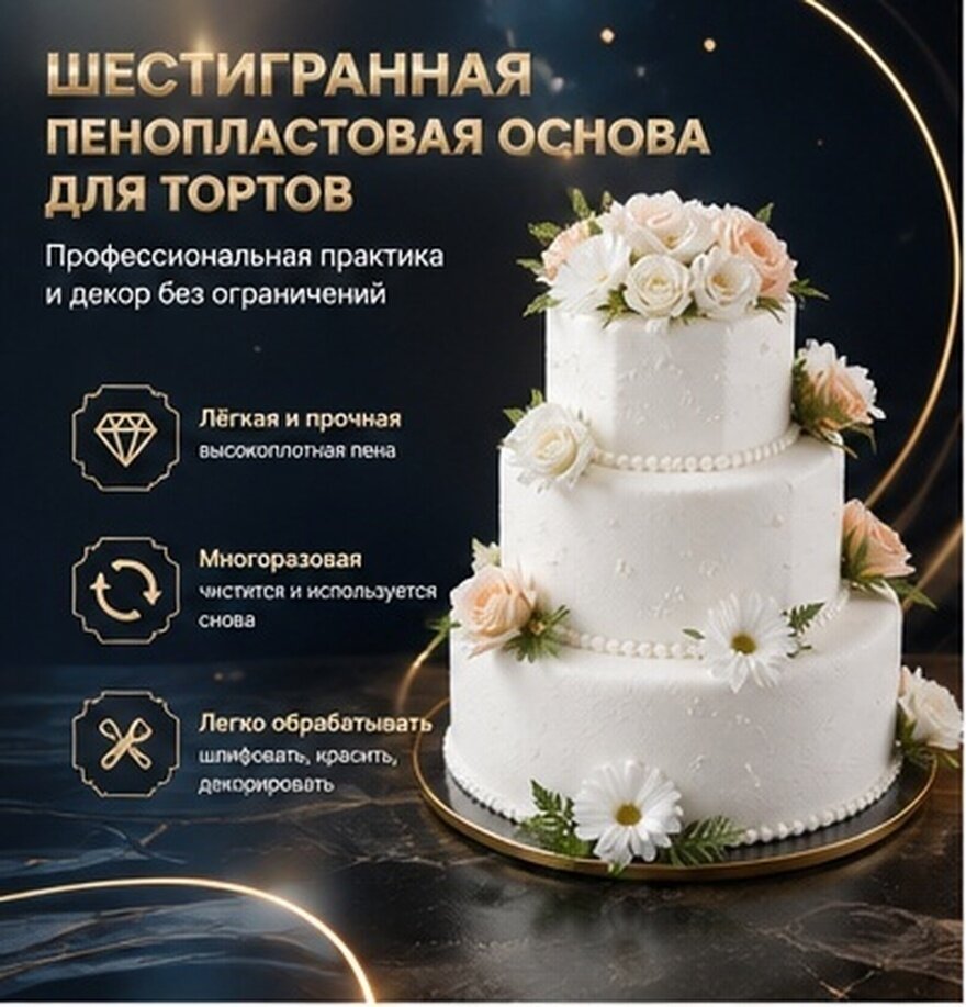 4 Штук Многофункциональные Пенопластовые Торты Декоративные Имитации Тортов Гексагональной Формы 25.00X25.00X5.00Cm