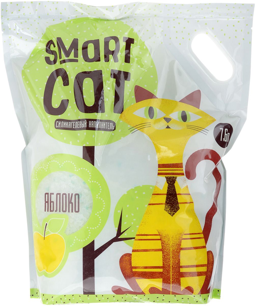 SMART CAT наполнитель силикагелевый для туалета кошек с ароматом яблока (3,32 кг)