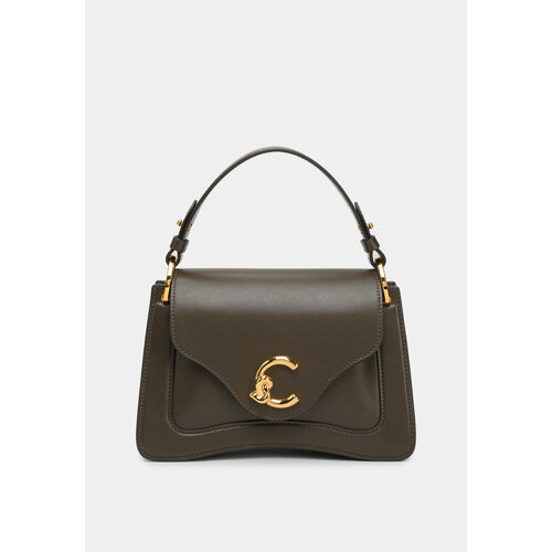 Сумка сэтчел COCCINELLE C-ME, фактура гладкая, матовая, коричневый