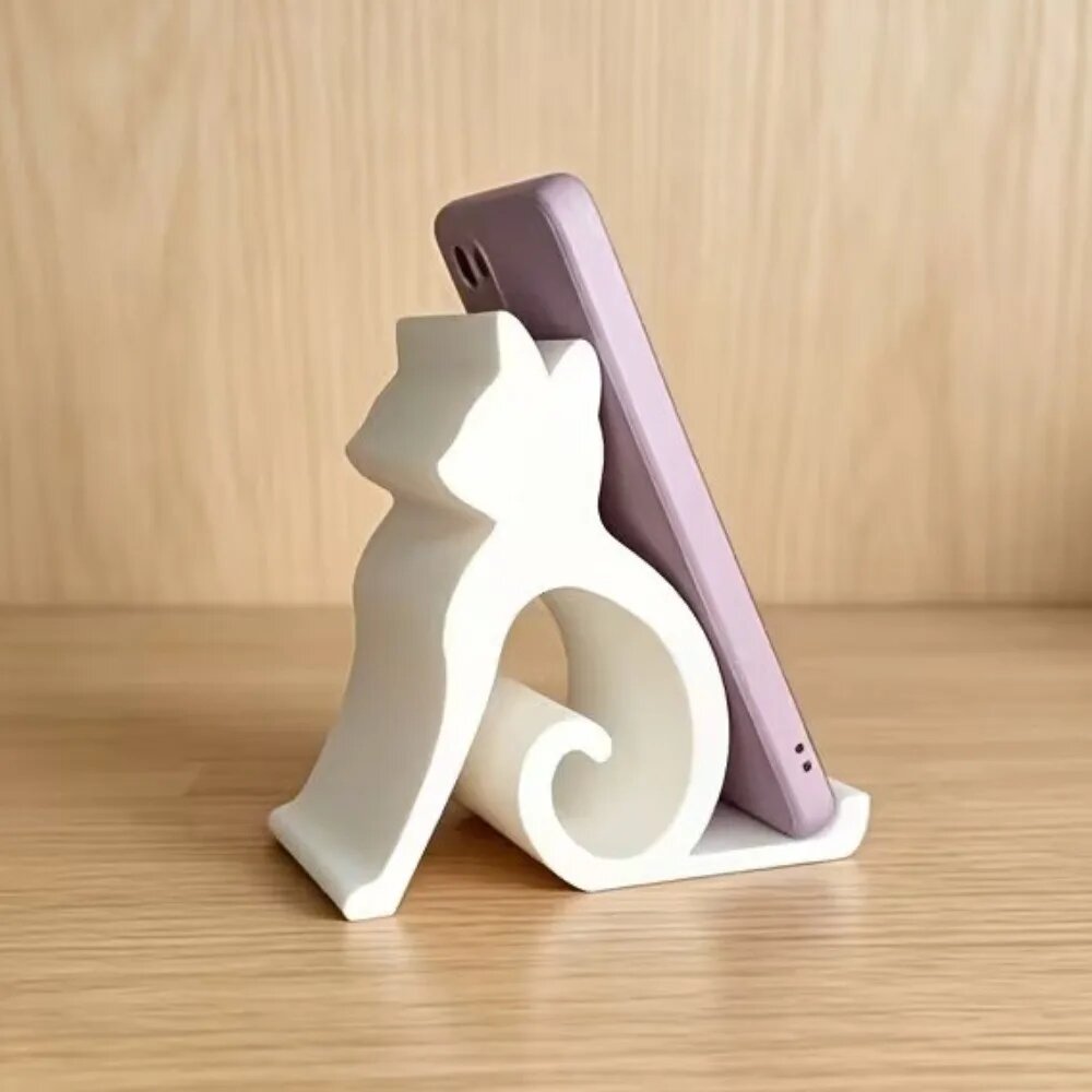 3D-печатная подставка для телефона в форме милого котенка, настольный держатель для планшета в форме кошки, нескользящая пластиковая подставка-органайзер для карт, прикроватная подставка