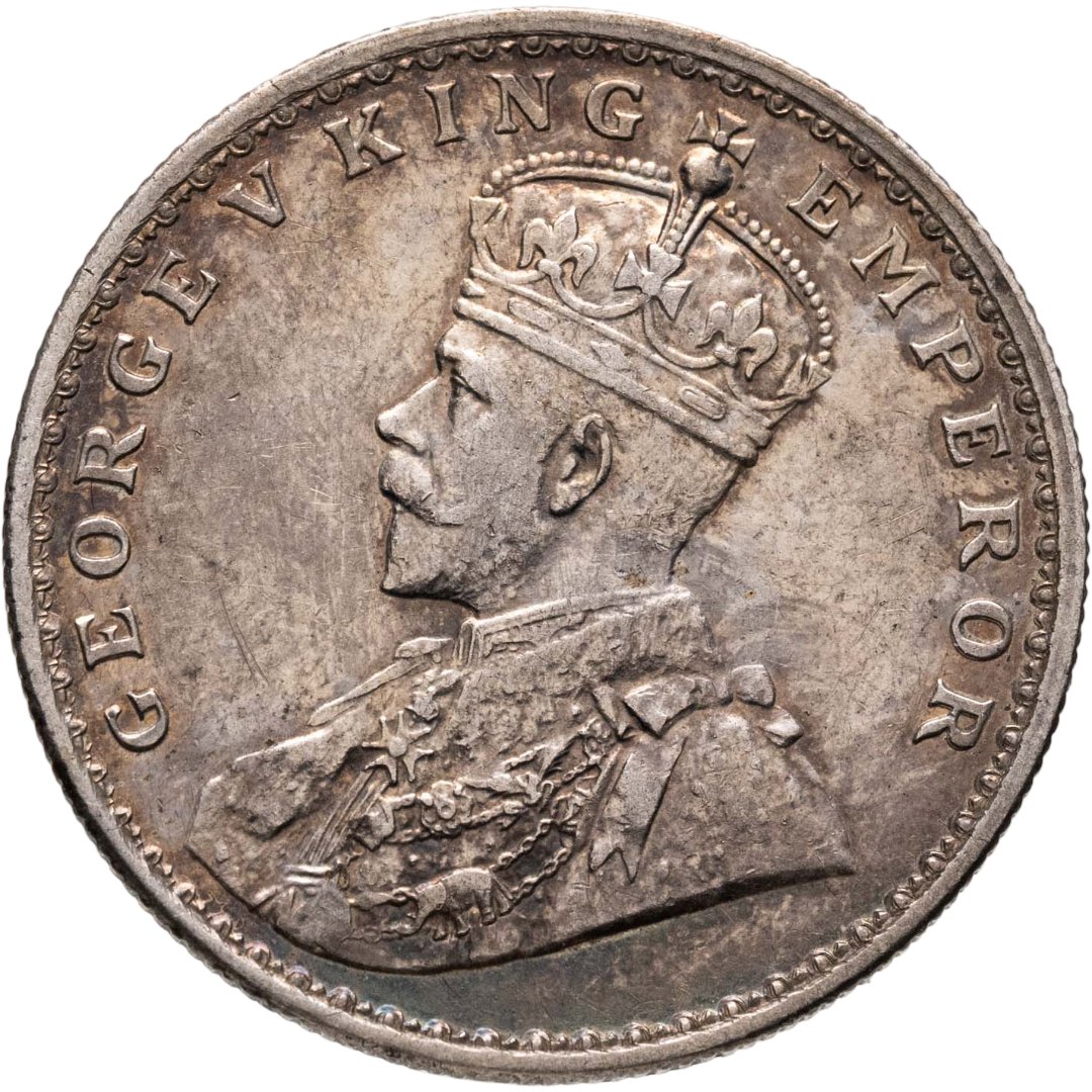 Индия Британская 1 рупия rupee 1918 без обозначения монетного двора, Серебро 917, в сохранности XF-AU