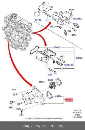 Крышка Термостата Ford C-Max/Fiesta/Focus Ii (FORD 1707050)