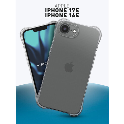 фото Противоударный силиконовый чехол rosco на apple iphone 16e (айфон 16е), прозрачный