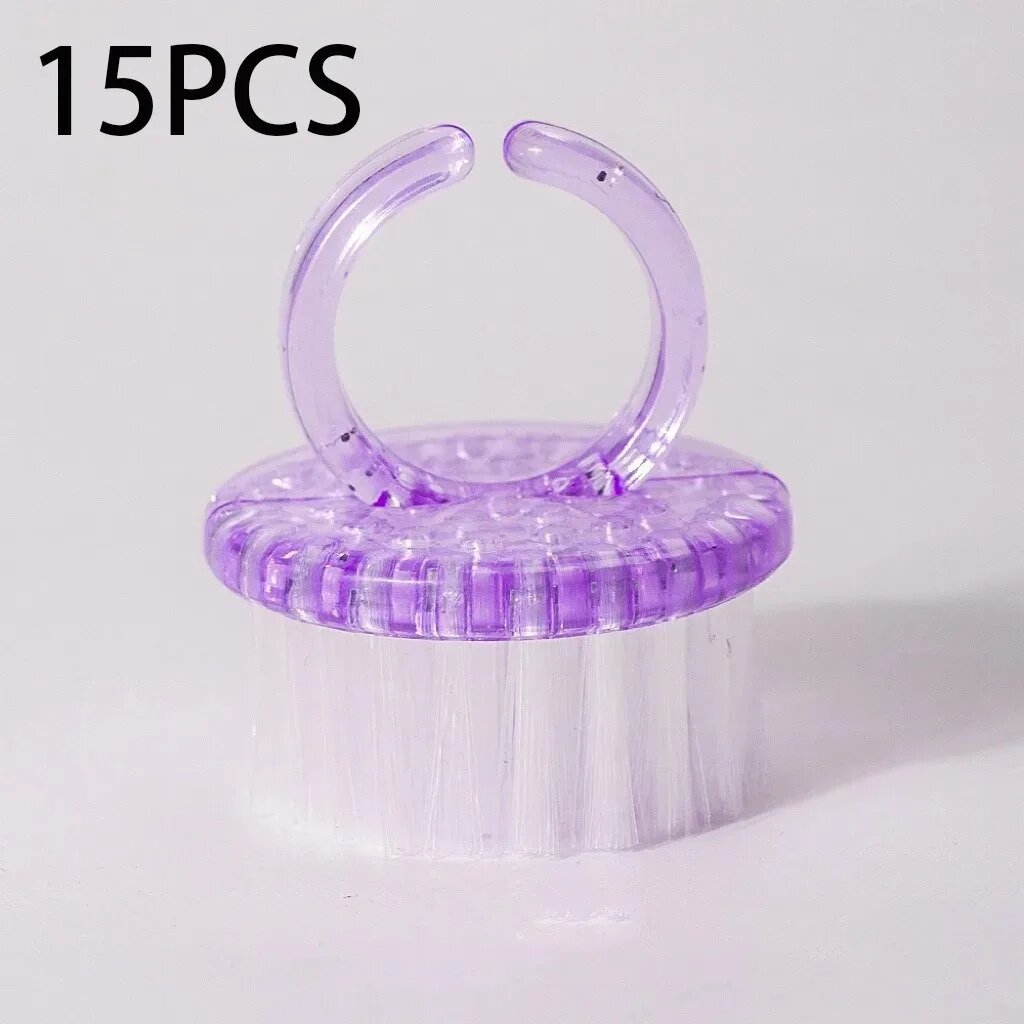 Мягкие кольцевые щетки для маникюра, набор из 1/6/15 шт. 15PCS Trans-Purple