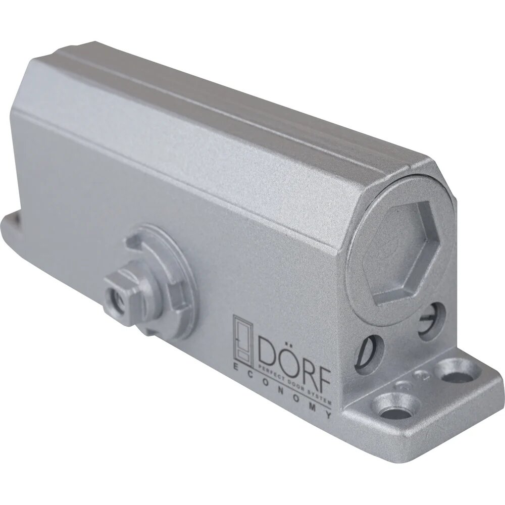 Дверной доводчик DORF economy l-8222 45 кг, серебро, 1 к - 1 шт. eco L8222_siver_eco, с верхней установкой — фото 1