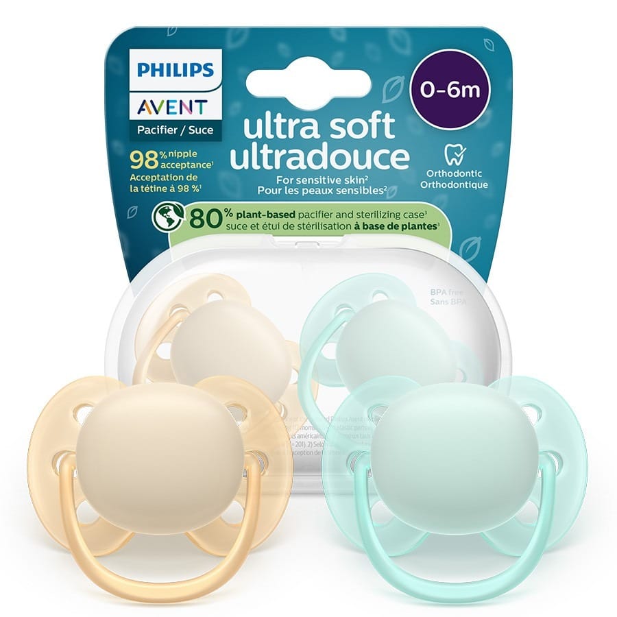 Пустышка Philips Avent Ultra Soft, ортодонтическая, 0-6 месяцев, 2 шт