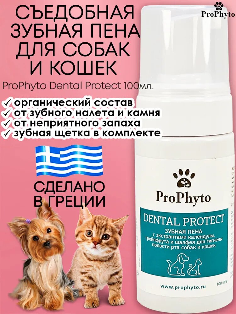 Зубная пена для собак и кошек съедобная 100 мл