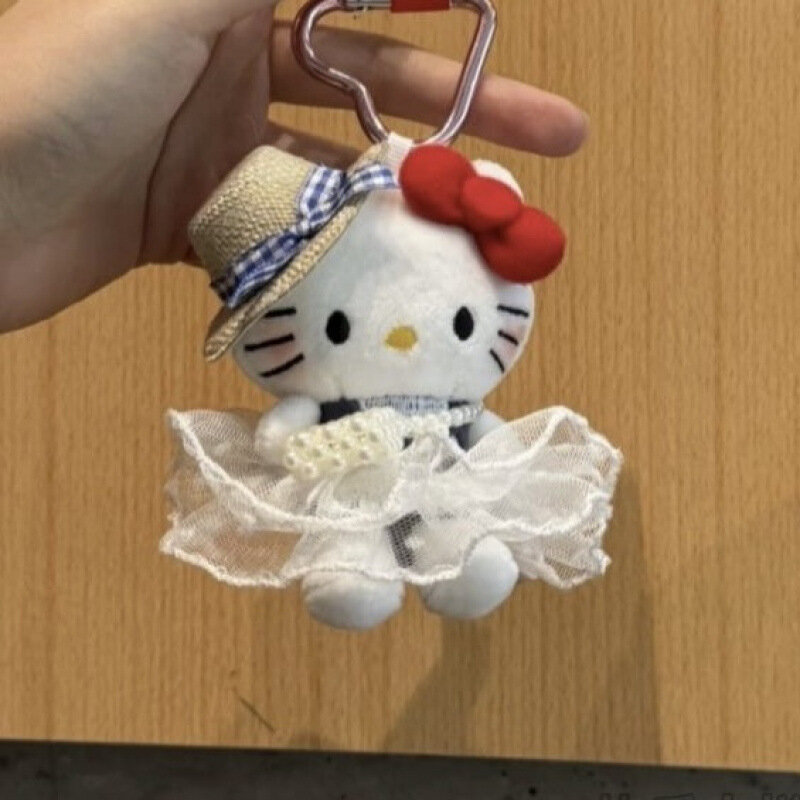 9 см плюшевый брелок Hello Kitty для сумки с подвеской и сердечком, белое фатин платье, с биркой, милая игрушка