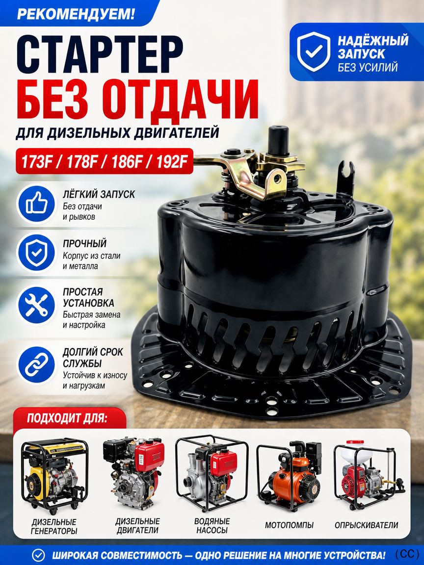 Дизельный генератор, дизельный водяной насос 173F 178F 186F 192F с ручным стартером без запуска