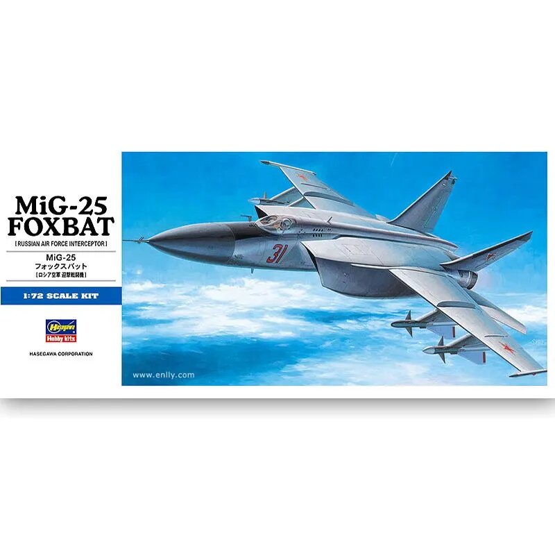 Сборная модель Военная модель Hasegawa-00434D 1/72 Soviet MIG-25 Foxbat Interceptor fighter model kit