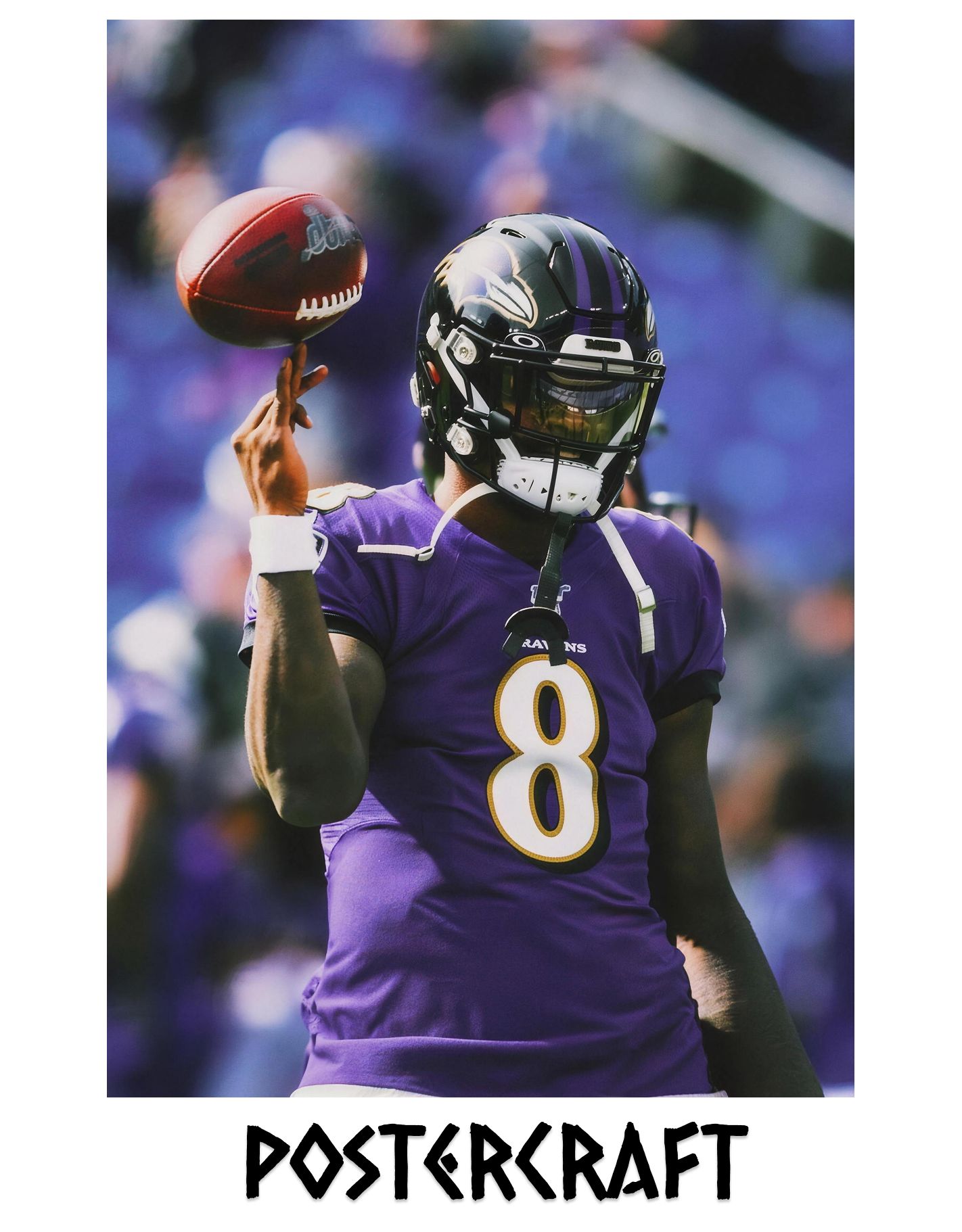 Постер Американский Футбол "Lamar Jackson (Ламар Джексон, НФЛ / NFL, Baltimore Ravens), А3, глянцевый, 42х29.7см