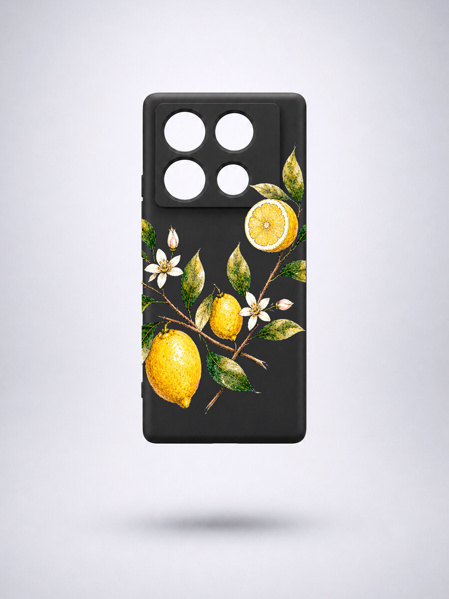 Чехол для Infinix NOTE 40 PRO, силикон, Лимоны, soft touch, матовый, мягкий, тонкий