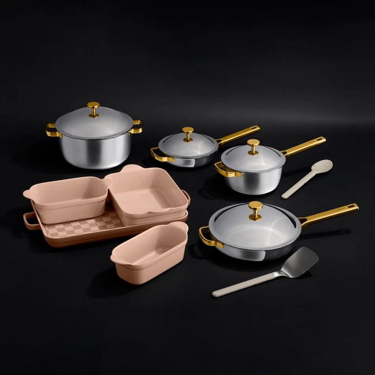 Our Place Набор посуды и форм для выпечки Titanium Pro Cookware + Bakeware Set, 15шт, розово-золотой