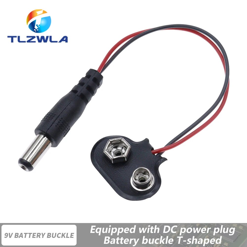 Зажимы для батареи 9В TLZWLA черный/красный 5PCS, T Type DC5521