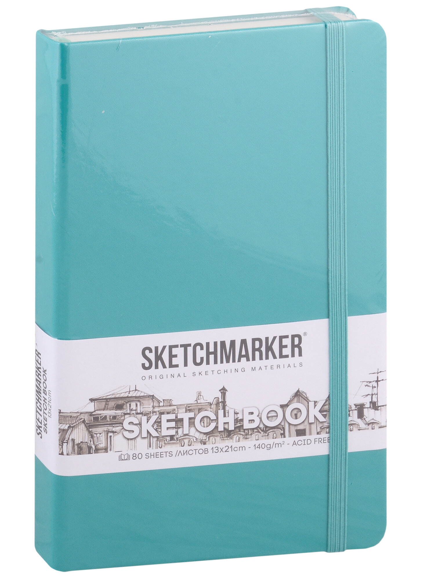 Скетчбук 13*21 80л "Sketchmarker" изумрудный, нелинованн. 140г/м2, слоновая кость, тв. обл.