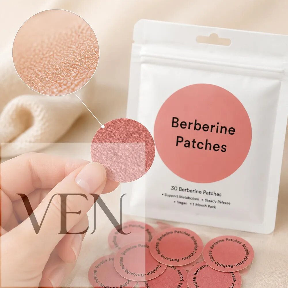 Трансдермальные пластыри Berberine Patches, поддержка метаболизма, энергетического баланса и контроля веса, веганский состав, 30 шт, месячный курс