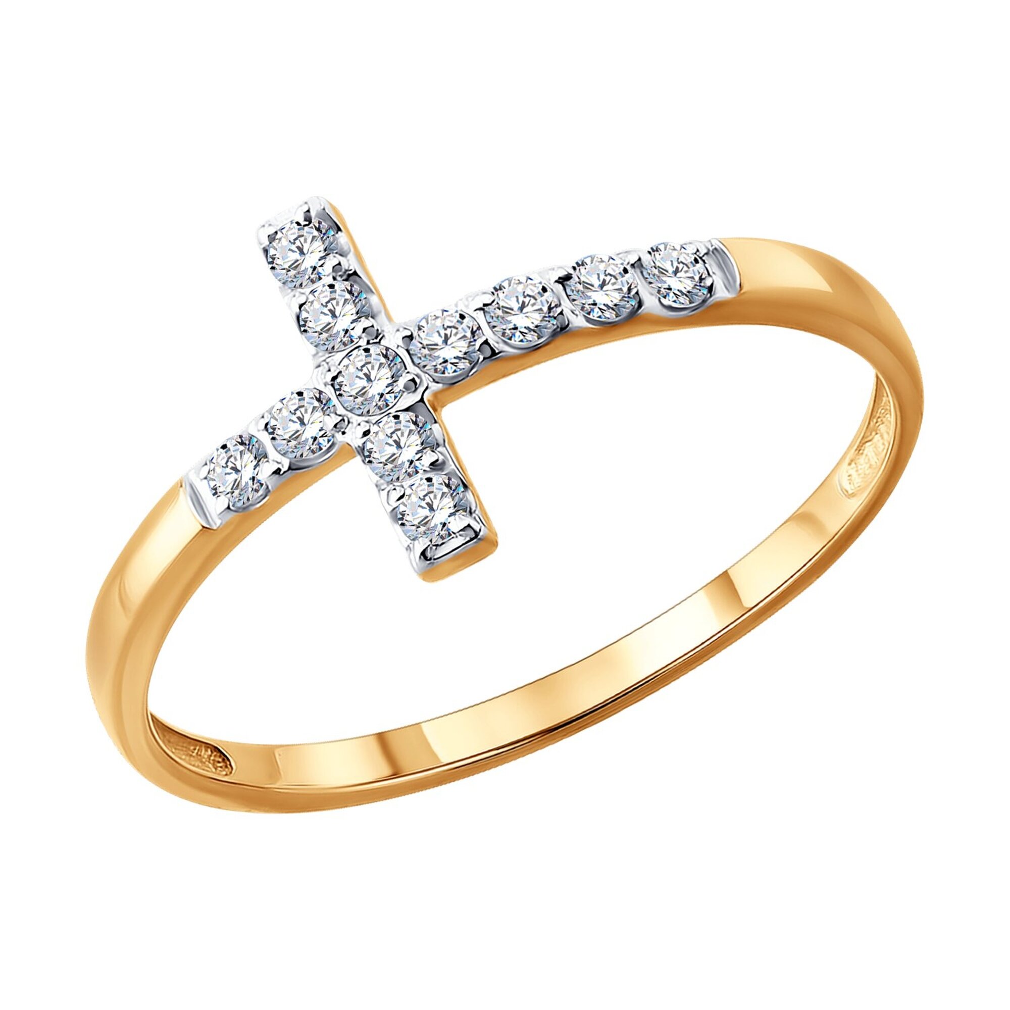 Кольцо Diamant online, красное золото, 585 проба, фианит