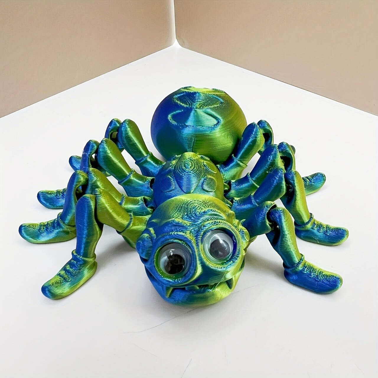 3D-печатная фигурка паука, градиент синий-золотой, готический декор с выразительными глазами, легкая, для интерьера и улицы, на полку или стол, Хэллоуин и Рождество, от 14 лет, без электропитания