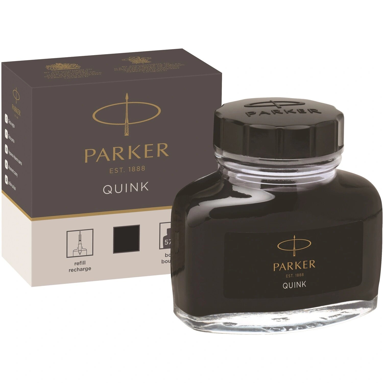 Parker Чернила Parker Quink черные 57 мл в стеклянном флаконе (артикул производителя 1950375)